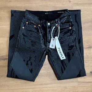 Purple Men's Textured Black Skinny Jeans